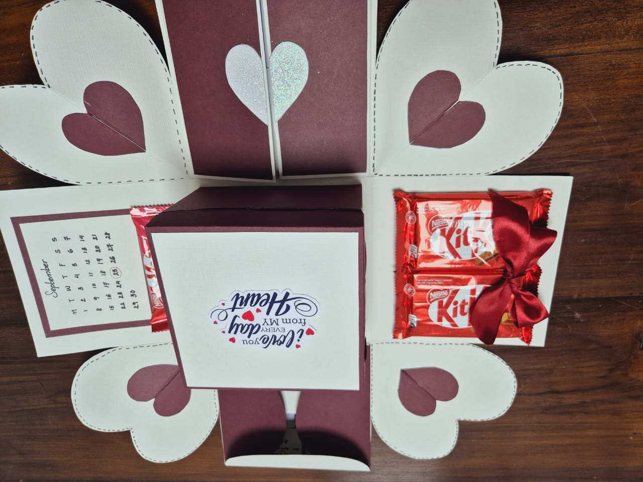 Personalised Explosion Gift Box (White & Maroon Edition)