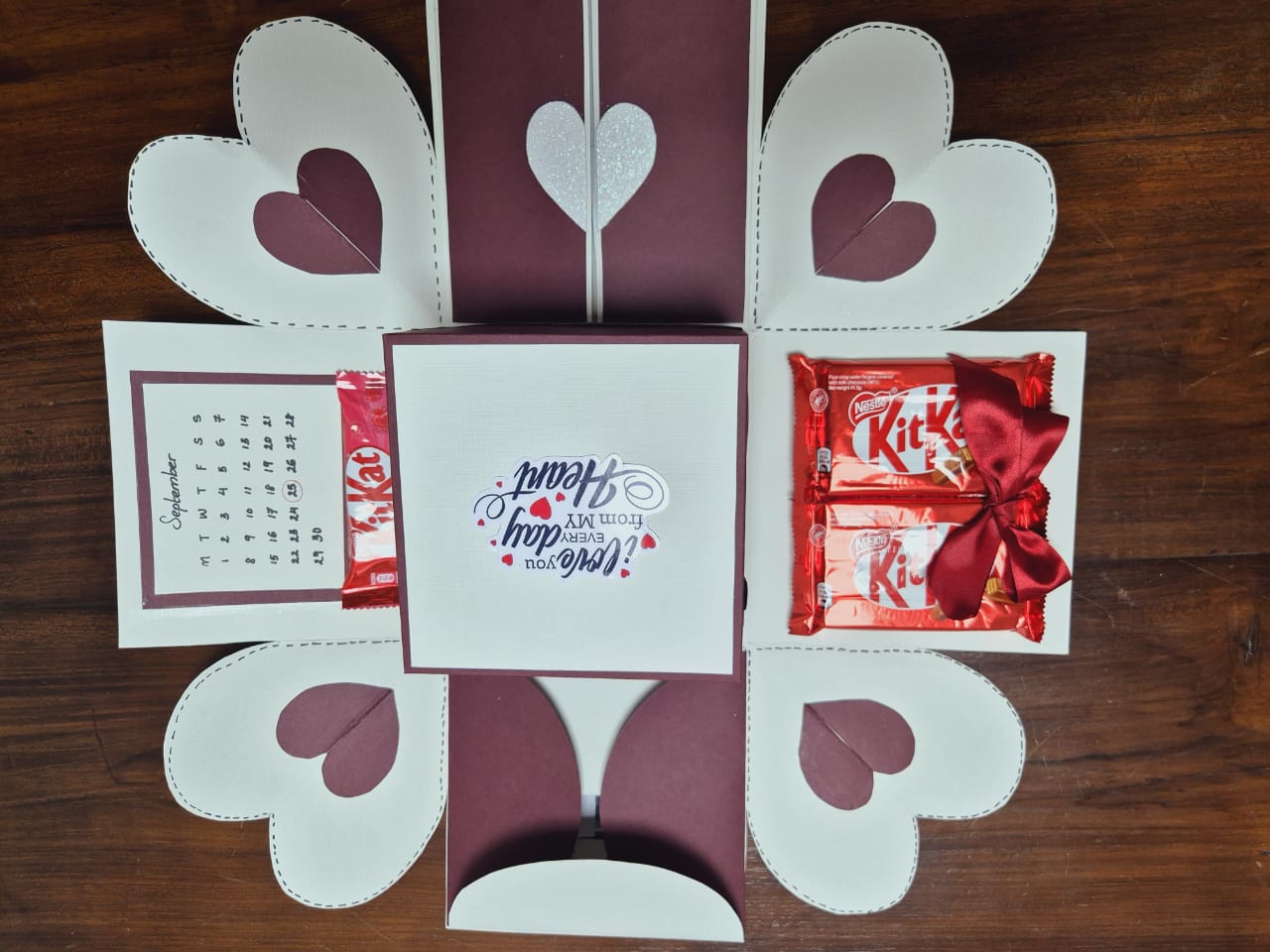 Personalised Explosion Gift Box (White & Maroon Edition)
