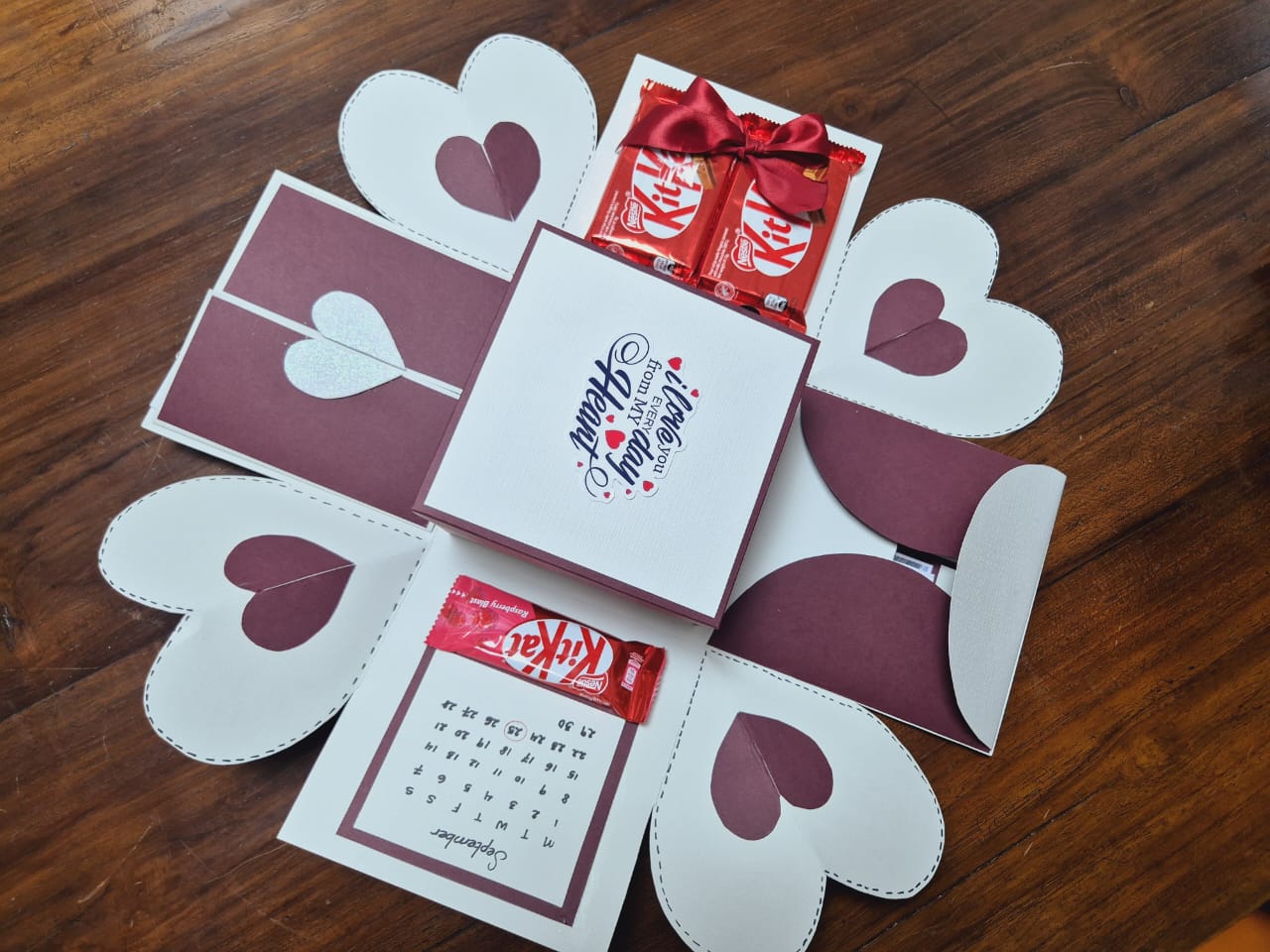 Personalised Explosion Gift Box (White & Maroon Edition)