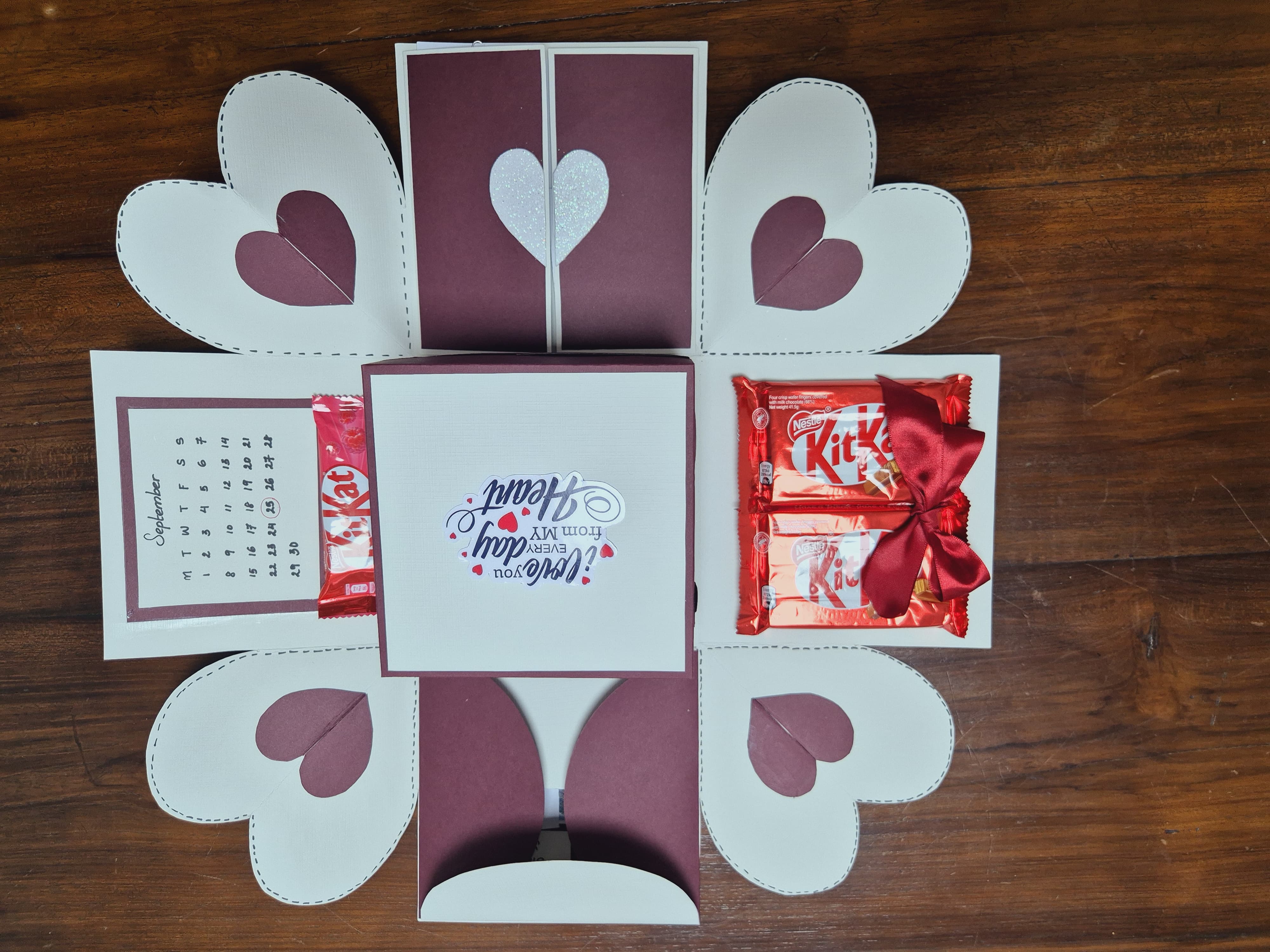 Personalised Explosion Gift Box (White & Maroon Edition)